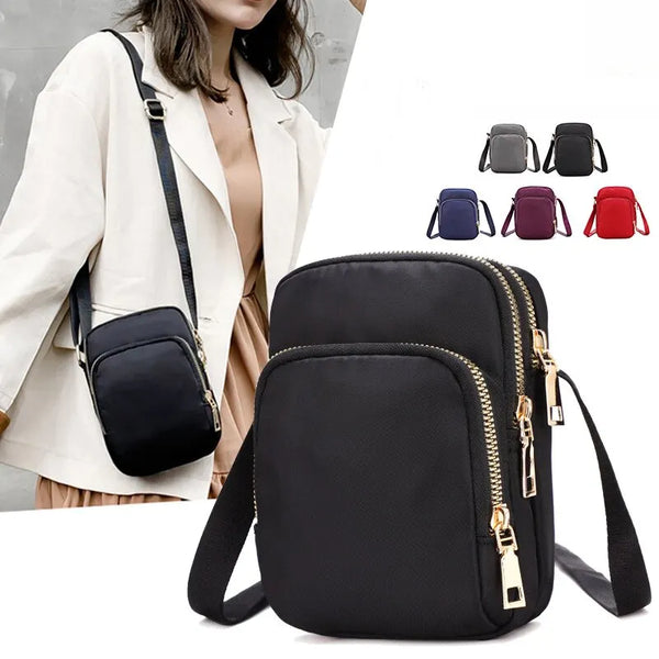 Kompakte Crossbody Handtasche Lederoptik mit Reißverschluss