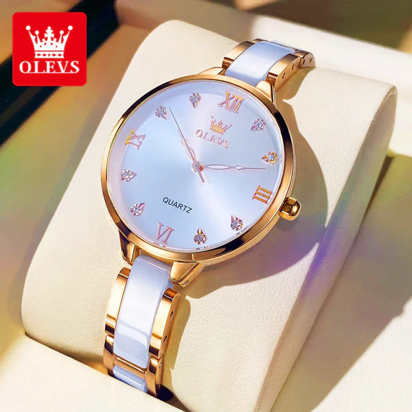 Olevs 5872 Damen Quarzuhr – Elegante Keramik Armbanduhr
