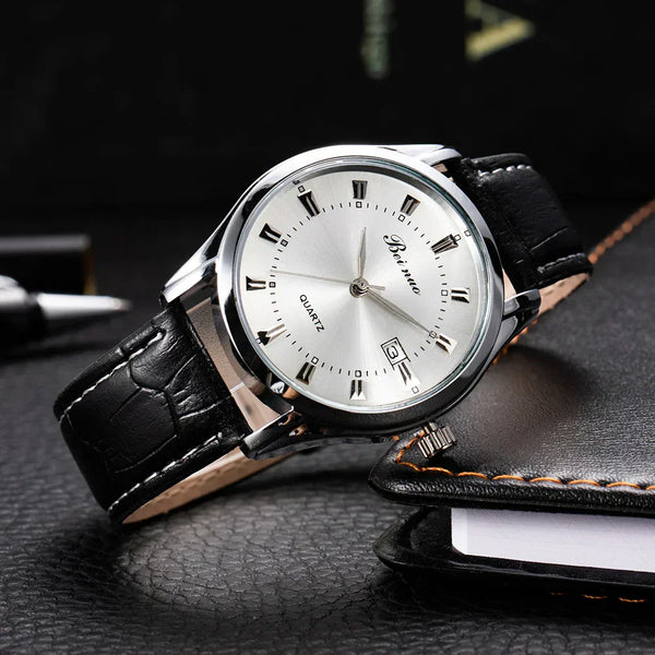 Herren Business Quarzuhr – Elegante Lederarmbanduhr
