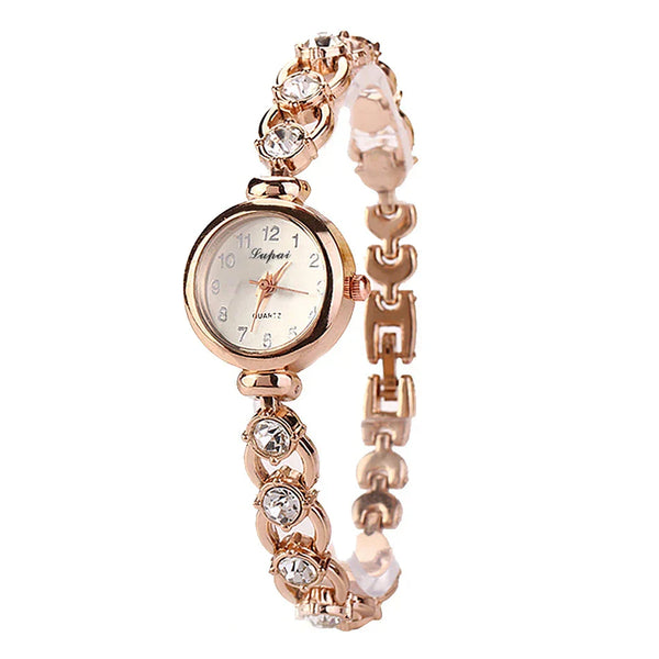 Luxus Damen-Armbanduhr – Edelstahl & Kristall-Armband |