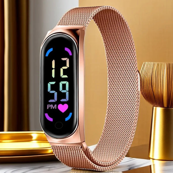 POPLOV Damen Digitaluhr mit LED-Touchscreen – Elegante Uhr